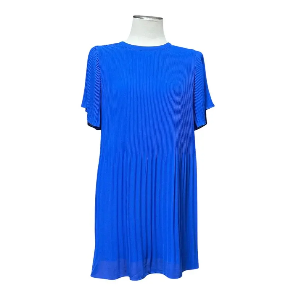 Habit Pleated Mini Dress Blue Medium